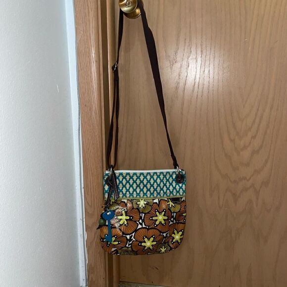 Fossil Handbags - FOSSIL coated canvas crossbody bag poppy